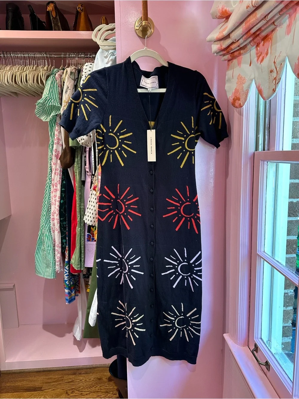Sunburst Button-Front Knit Dress - - Picture 1 of 3